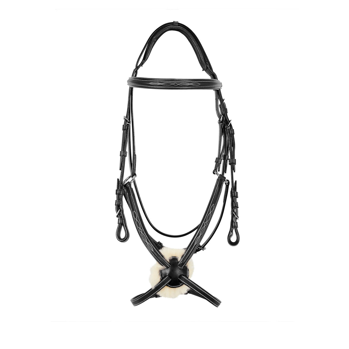Equestro Bridle With Mexican Noseband And Synthetic Sheepskin