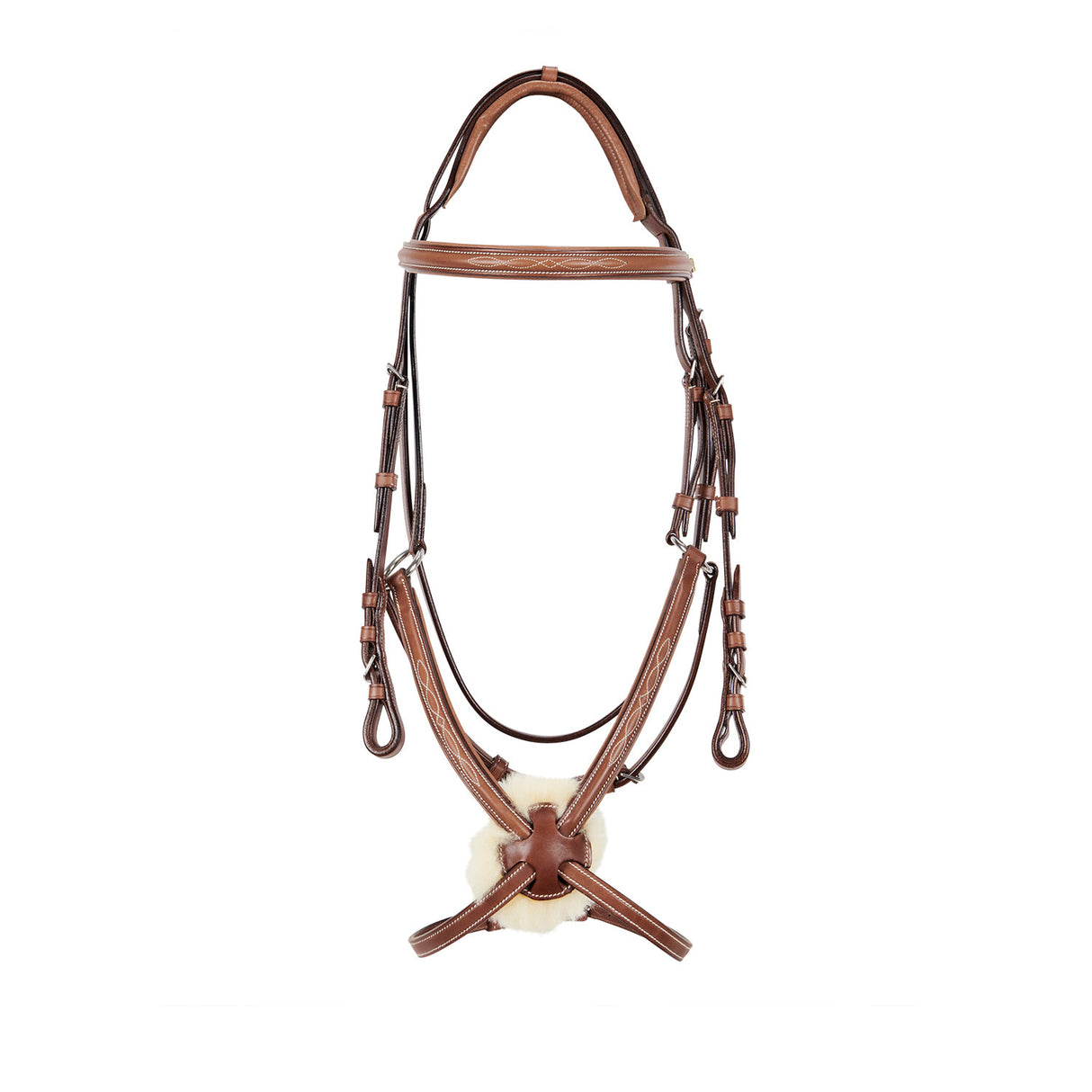 Equestro Bridle With Mexican Noseband And Synthetic Sheepskin