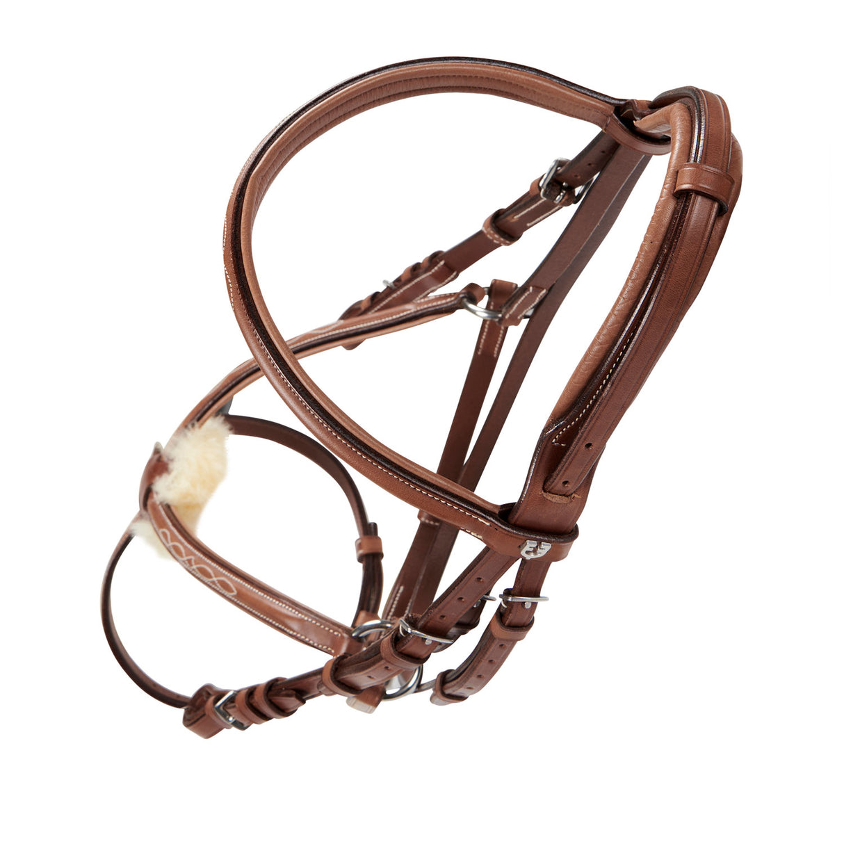 Equestro Bridle With Mexican Noseband And Synthetic Sheepskin