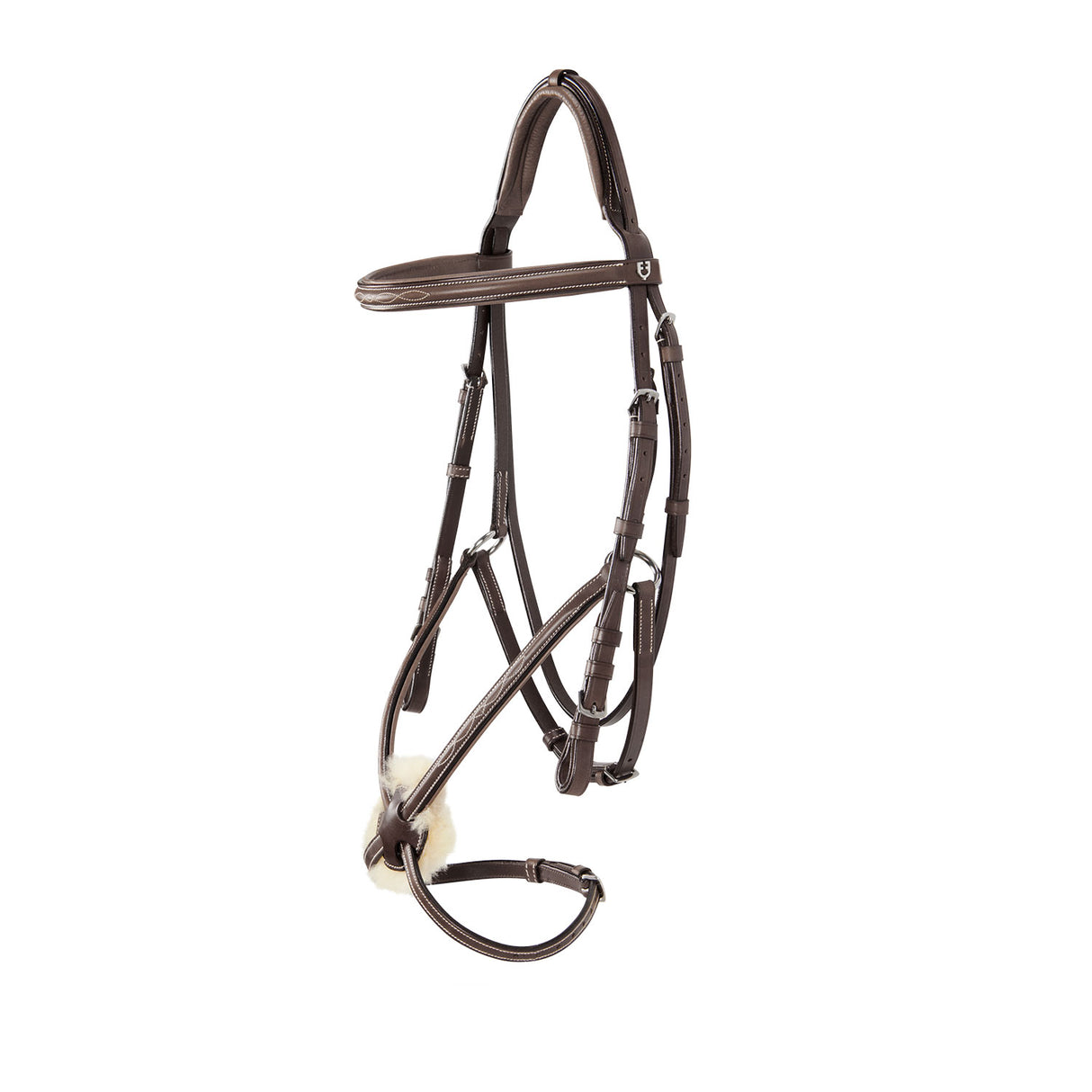 Equestro Bridle With Mexican Noseband And Synthetic Sheepskin