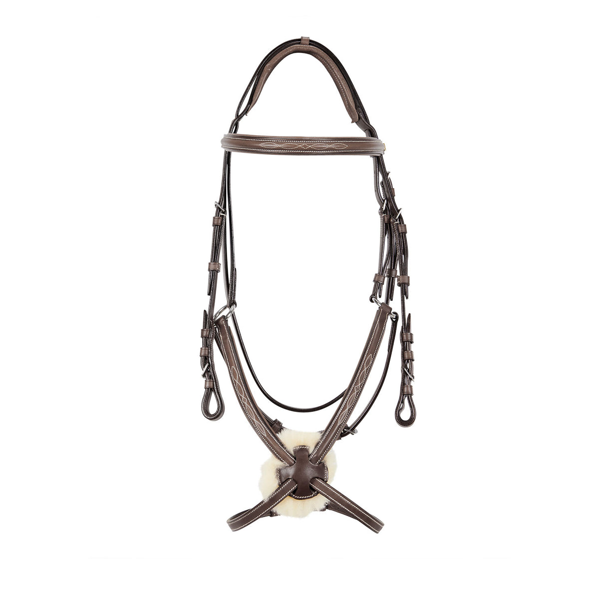 Equestro Bridle With Mexican Noseband And Synthetic Sheepskin