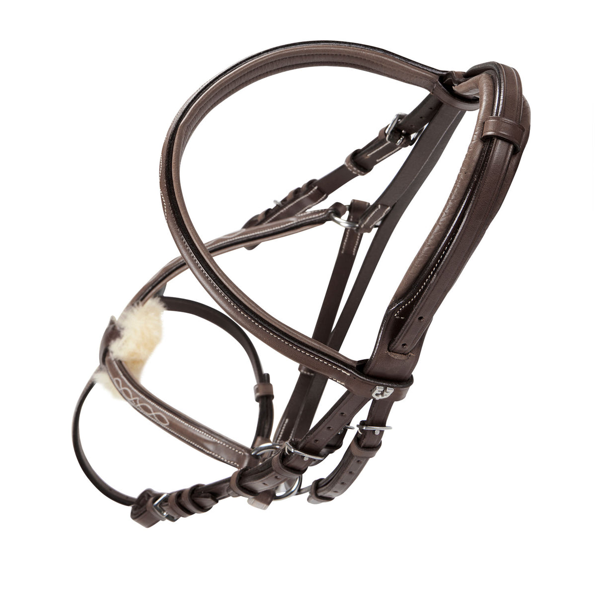 Equestro Bridle With Mexican Noseband And Synthetic Sheepskin