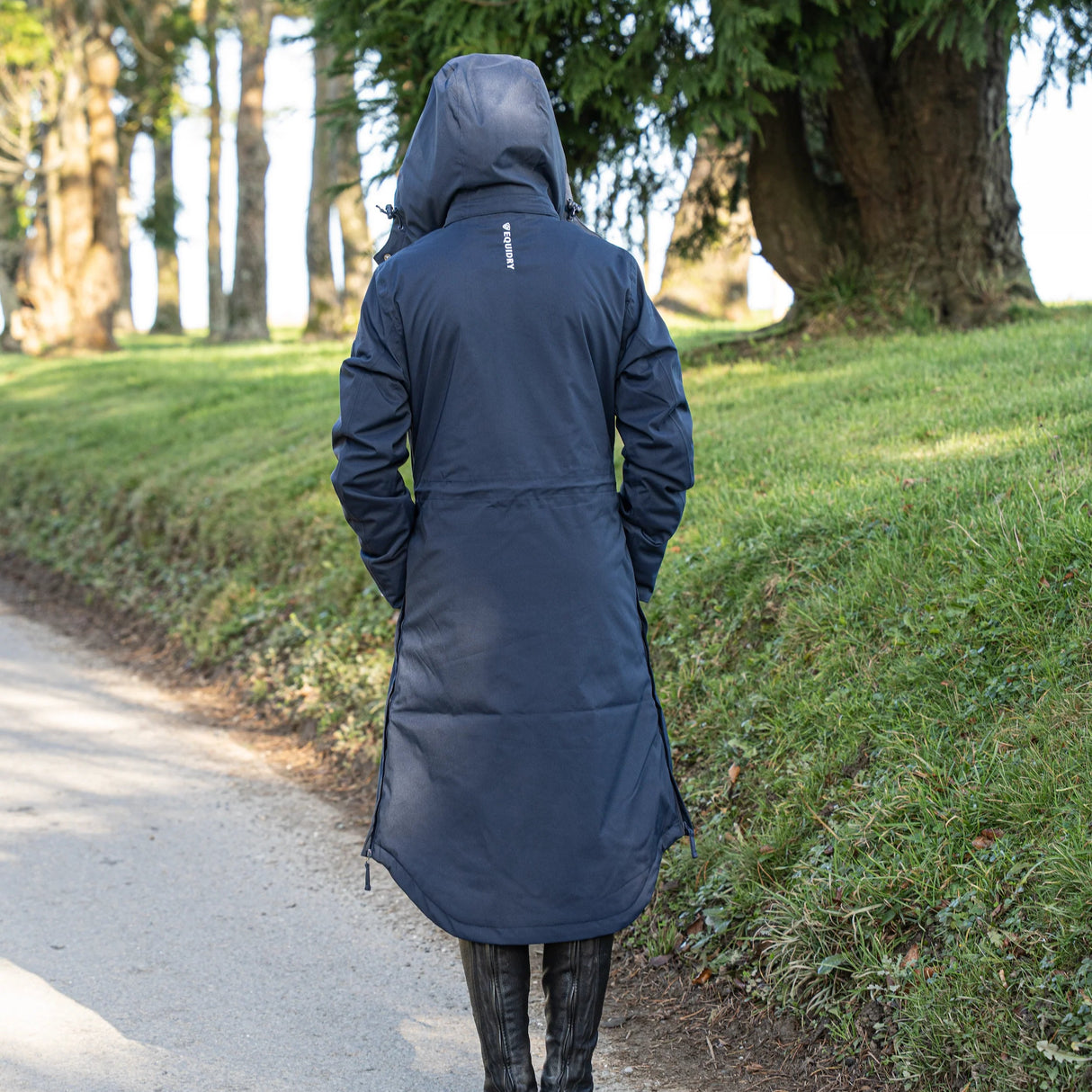 EQUIDRY Girl's Bronte Riding Coat with Removable Hood #colour_navy
