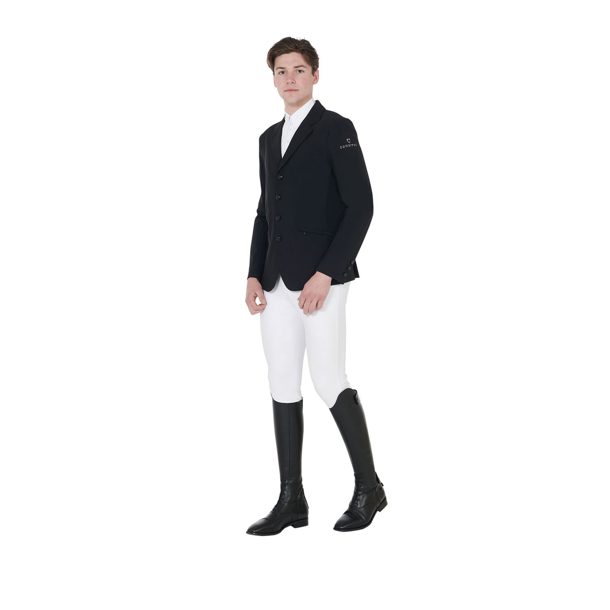 Equestro Men's Anatomical Four-Button Competition Jacket #colour_black