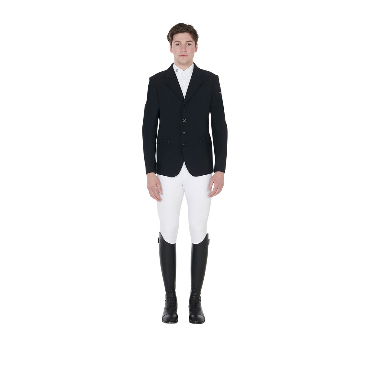 Equestro Men's Anatomical Four-Button Competition Jacket #colour_black