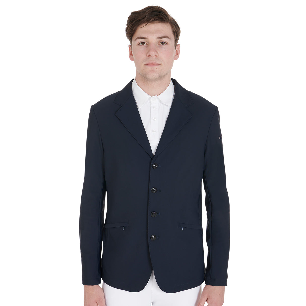 Equestro Men's Anatomical Four-Button Competition Jacket #colour_blue