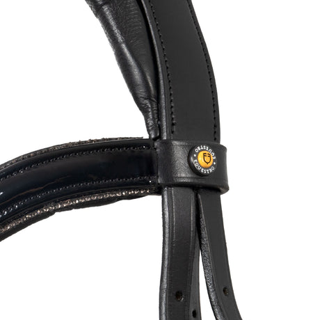 English bridle in polished leather with rhinestones