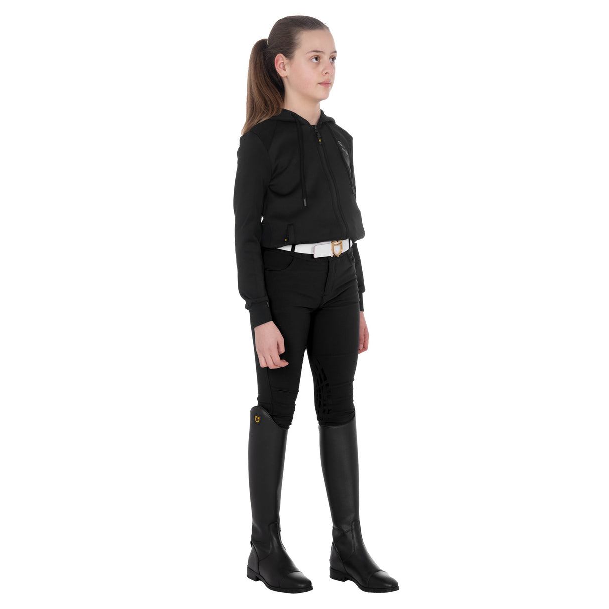 Equestro Girls' Cropped Hoodie #colour_black