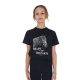 Equestro Girls' Ready To The Party Cotton T-Shirt With Rhinestones #colour_black