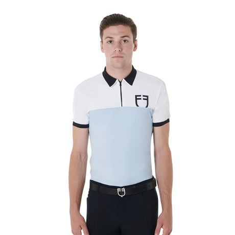 Men's slim fit training polo shirt with front logo