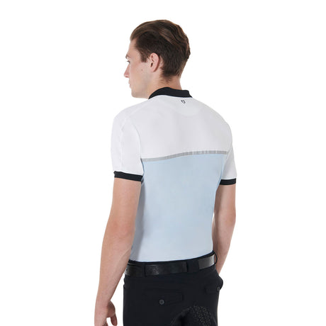 Men's slim fit training polo shirt with front logo