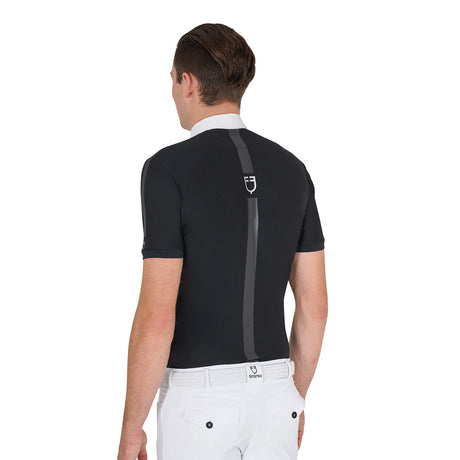 Equestro Men's Slim Fit Short Sleeve Competition Polo Shirt #colour_black