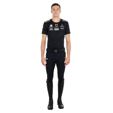 Equestro Men's Multi Logo T-Shirt Technical Fabric #colour_black