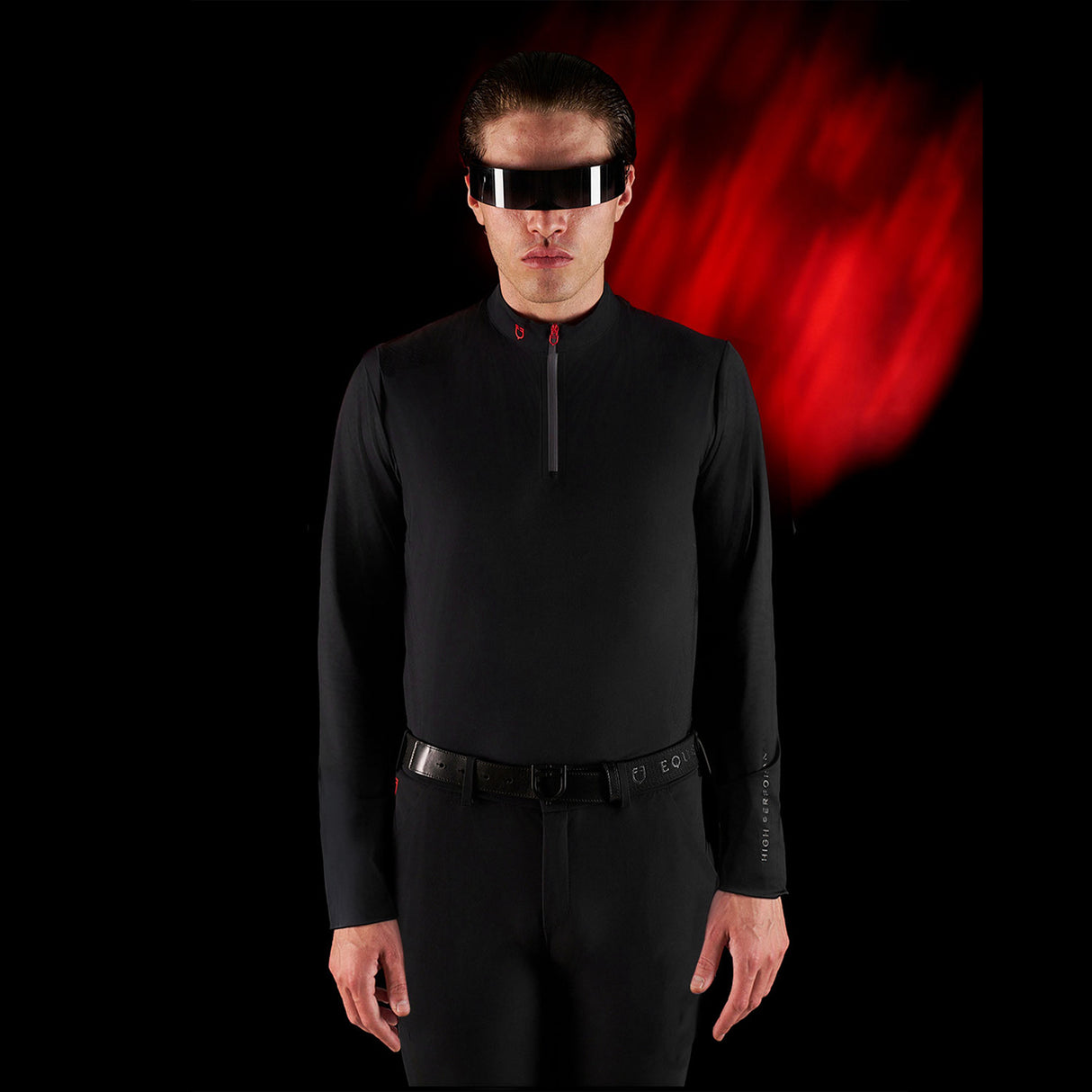 Equestro Equestro Ridertechnology Men's Training Polo Shirt Long Sleeves And Zip