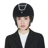 Equestro Ultra-Light Velvet Helmet With Rhinestones #colour_black/silver