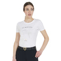 Equestro Women's Slim Fit T-Shirt Jumping With Rhinestone #colour_white
