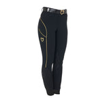 Equestro Women's Slim Fit Breeches With Knee Grip #colour_black
