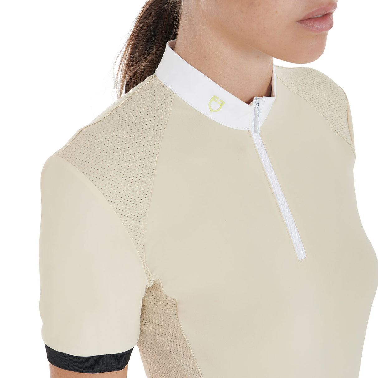 Equestro Women's Slim Fit Polo Shirt With Contrasting Shoulder Inserts
