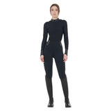 Equestro Women's Technical Training Polo Shirt with Rhinestone Details #colour_black