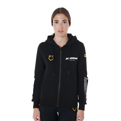 Equestro Scuderia Equestro Women's Hooded Sweatshirt Fleece #colour_black