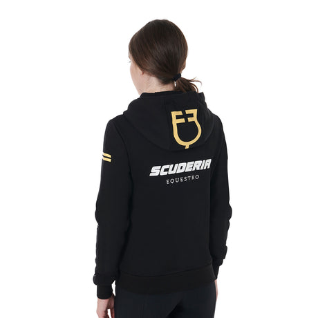 Equestro Scuderia Equestro Women's Hooded Sweatshirt Fleece #colour_black