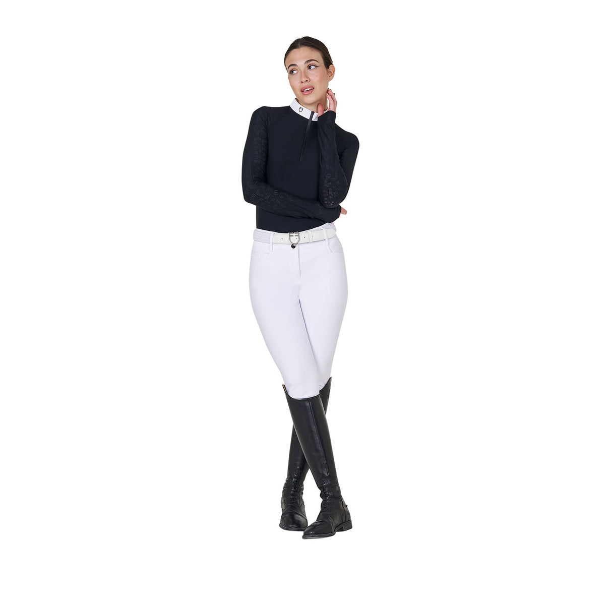 Equestro Women's Slim Fit Competition Polo Shirt With Mesh Inserts