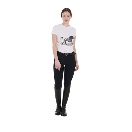 Equestro Women's Horse Lover Cotton T-Shirt #colour_white