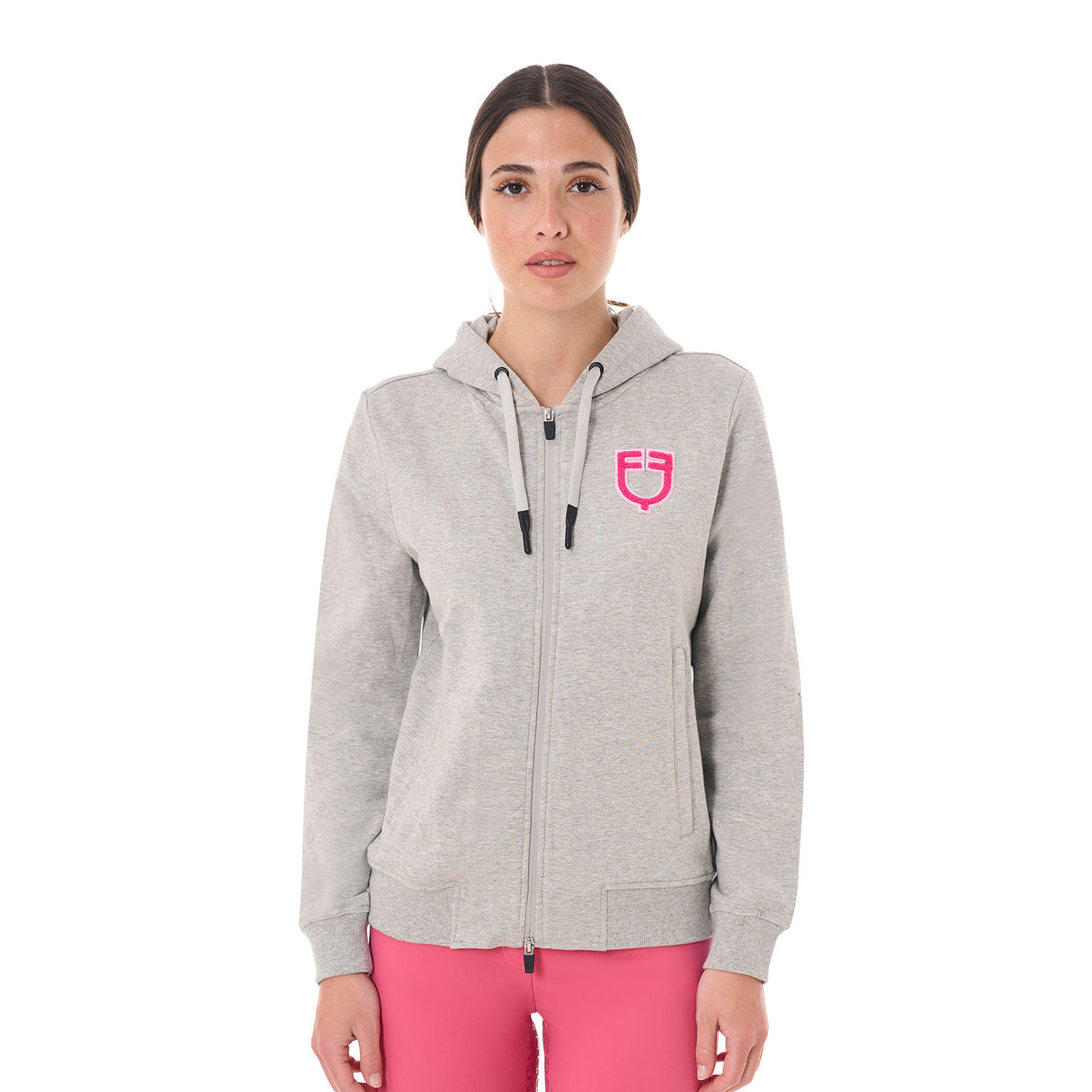 Equestro Women's Hoodie With Zip And Sponge Logo