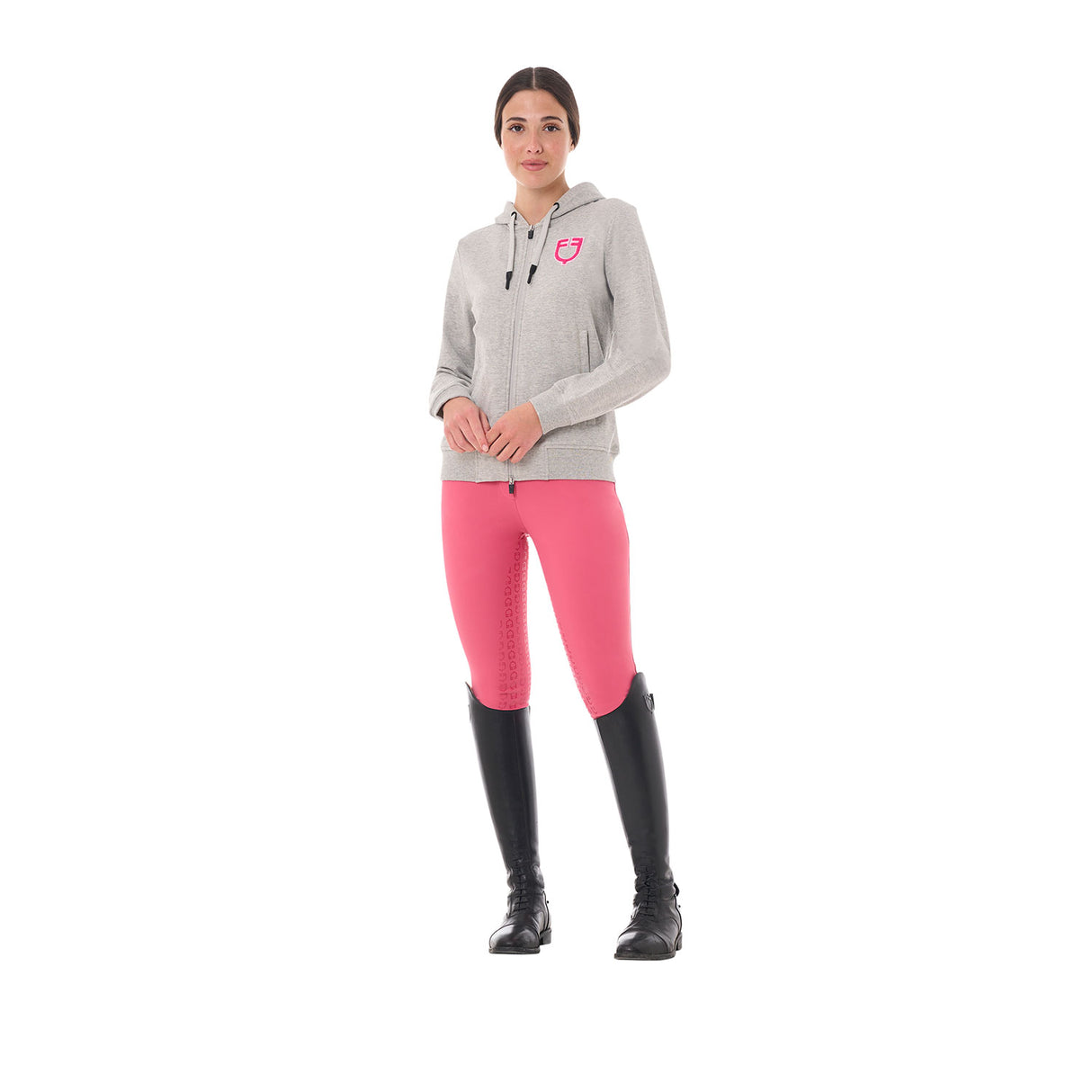 Equestro Women's Hoodie With Zip And Sponge Logo