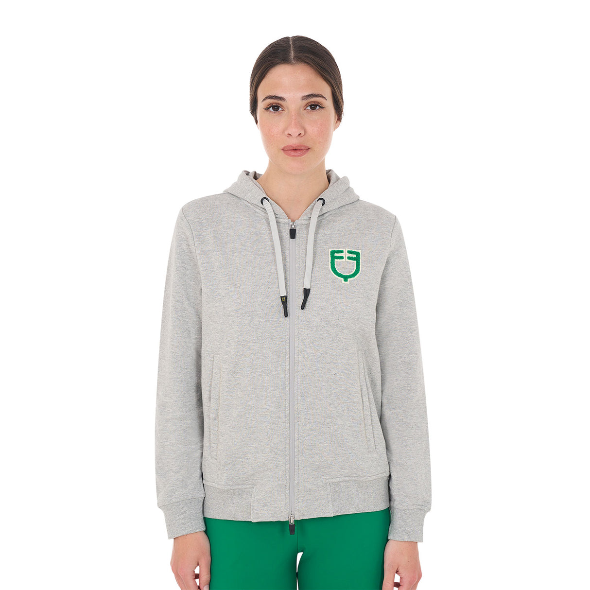 Equestro Women's Hoodie With Zip And Sponge Logo