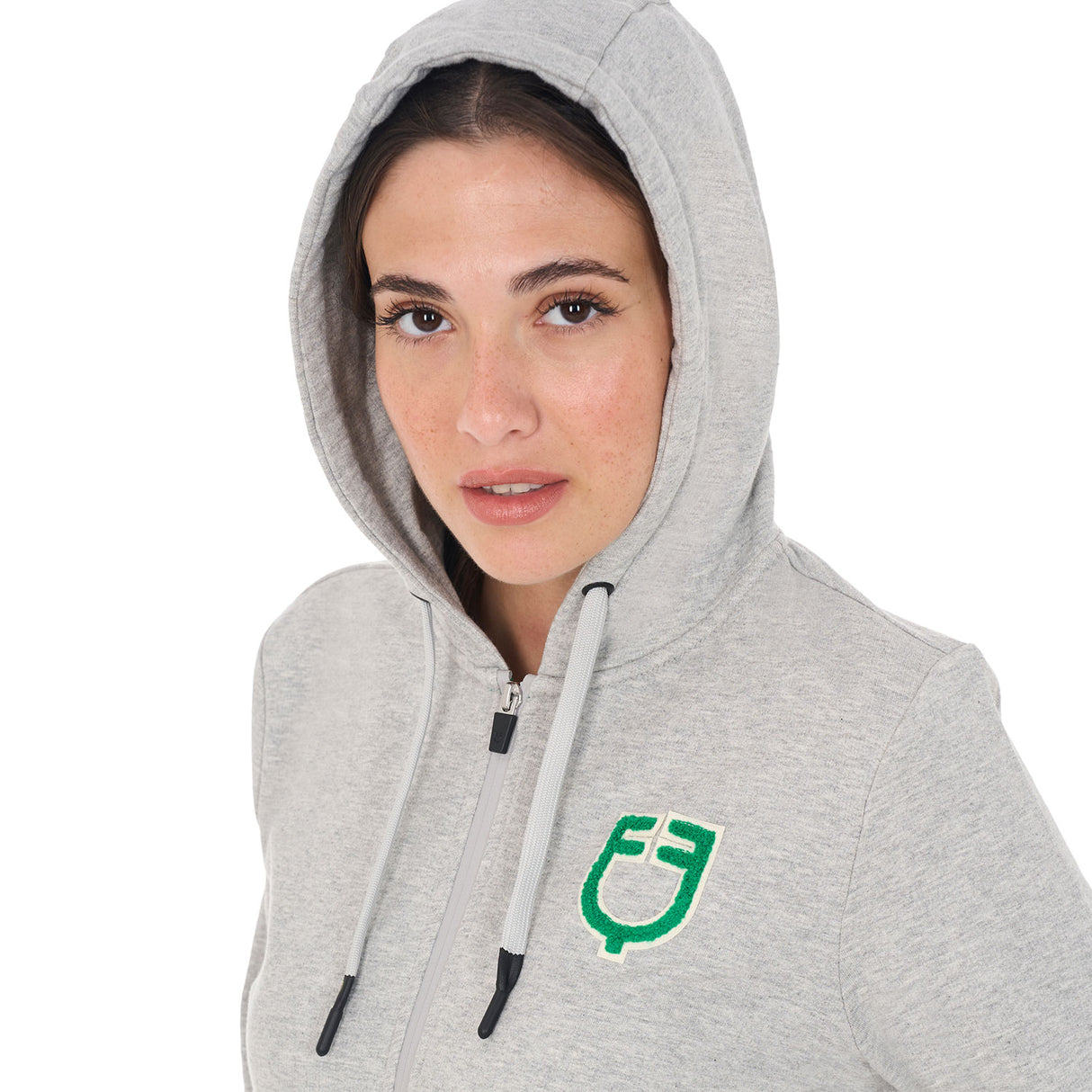 Equestro Women's Hoodie With Zip And Sponge Logo