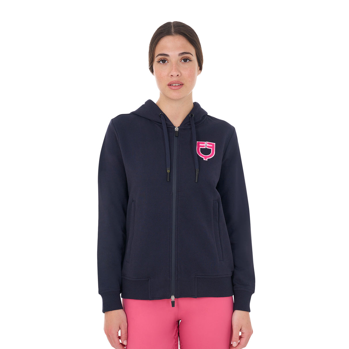 Equestro Women's Hoodie With Zip And Sponge Logo