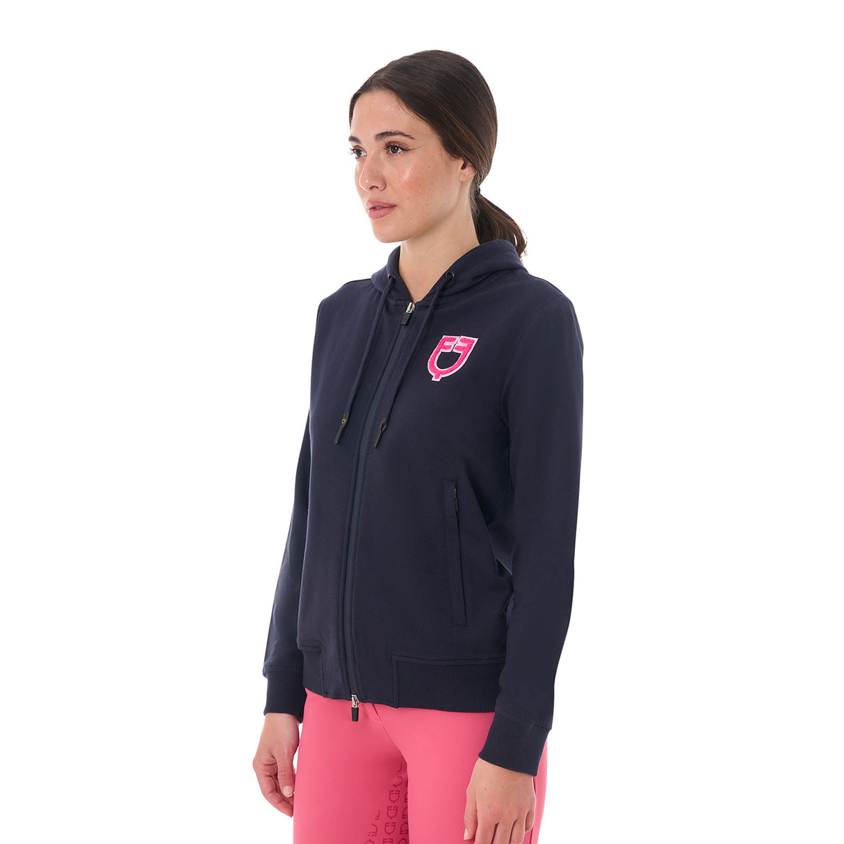 Equestro Women's Hoodie With Zip And Sponge Logo