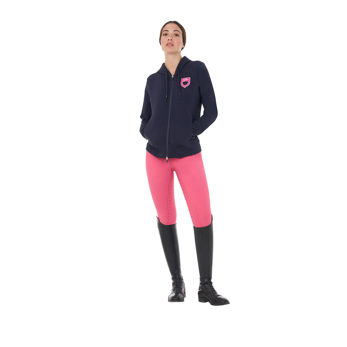 Equestro Women's Hoodie With Zip And Sponge Logo