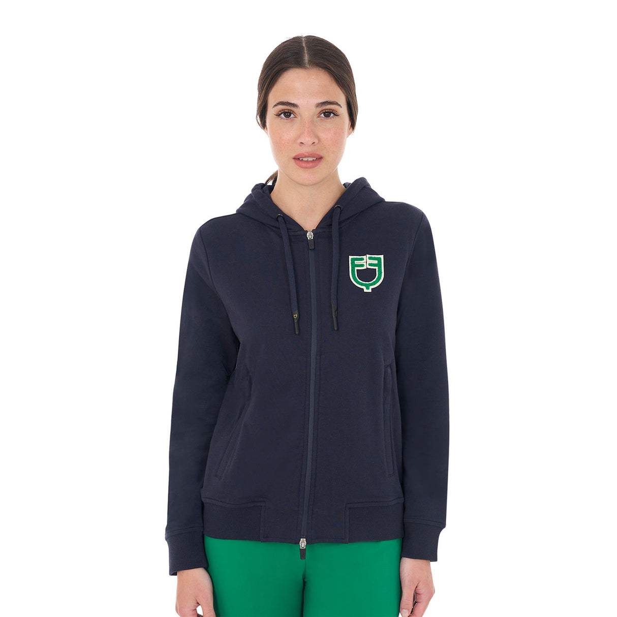 Equestro Women's Hoodie With Zip And Sponge Logo