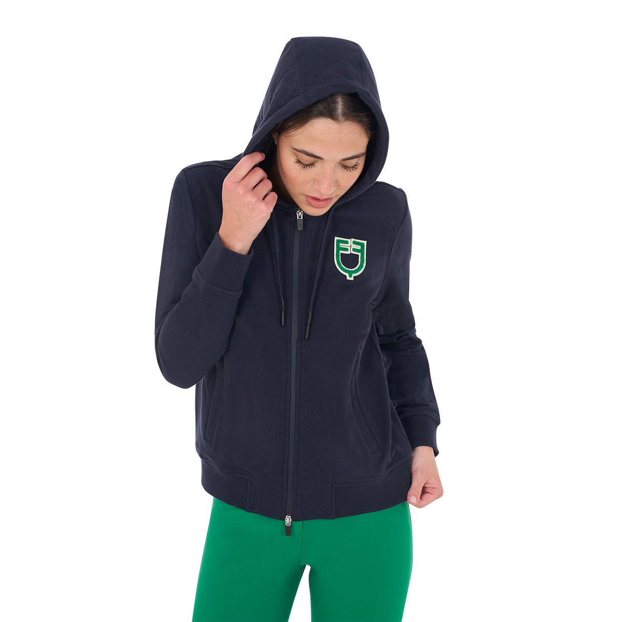 Equestro Women's Hoodie With Zip And Sponge Logo