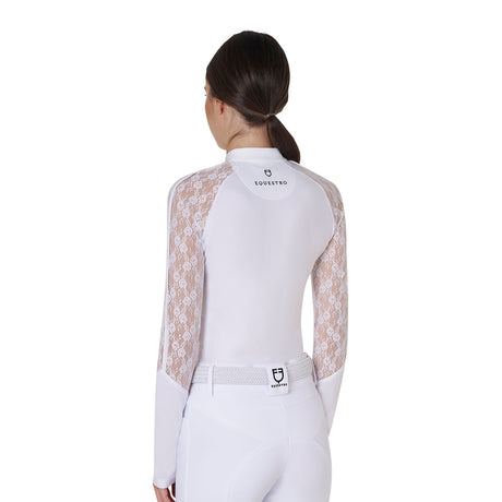 Women's lace long-sleeved training polo shirt
