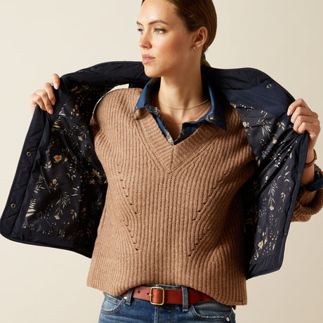 Ariat Women's Woodside Vest - Navy/Navy Floral Print #colour_navy-navy-floral-print