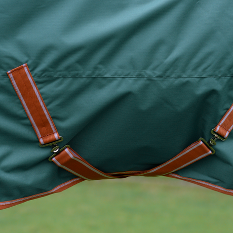 Weatherbeeta Comfitec Tyro Combo Neck Medium Turnout Rug #colour_green-burnt-orange-white