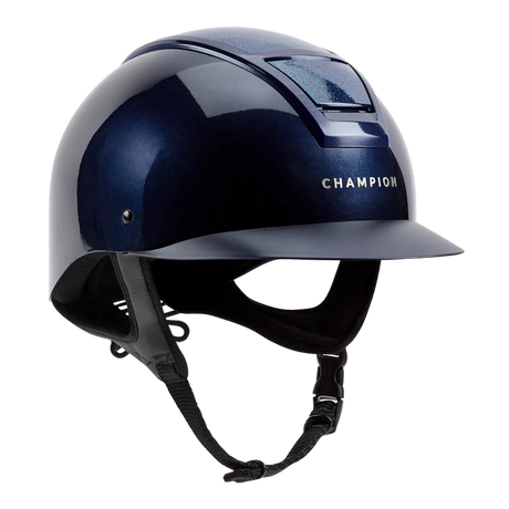 Champion Insight Glitter Round Standard Peak Riding Hat #colour_metallic-navy-sparkle-navy