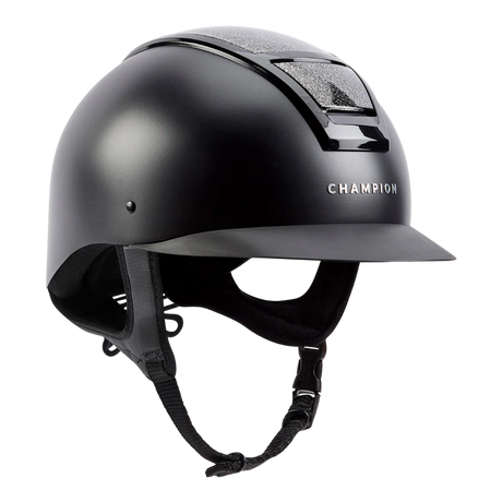 Champion Insight Glitter Oval Standard Peak Riding Hat #colour_matt-black-sparkle-black