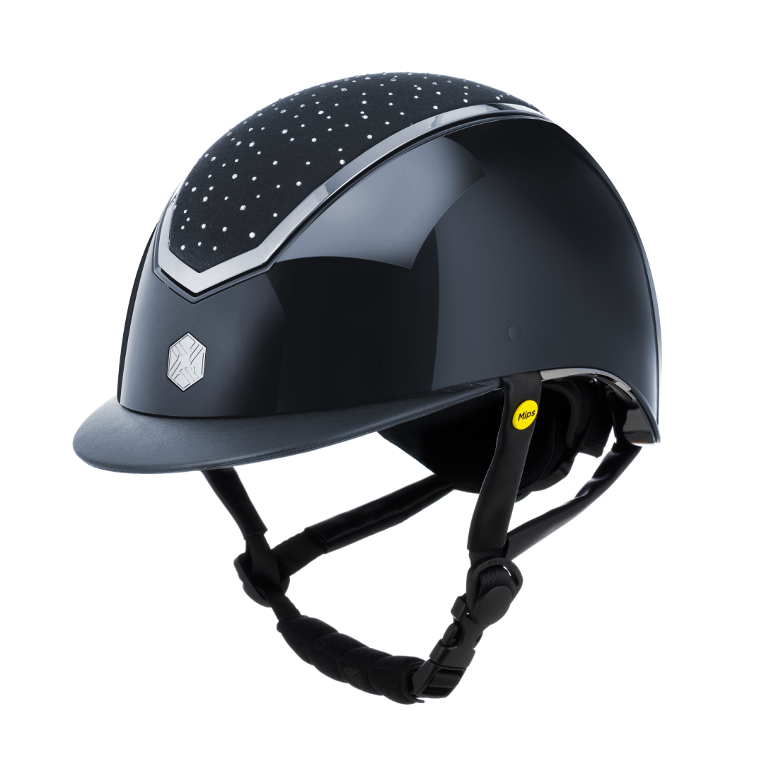 Charles Owen Kylo Crystal Gloss with MIPS Riding Hat #colour_navy-gloss-silver