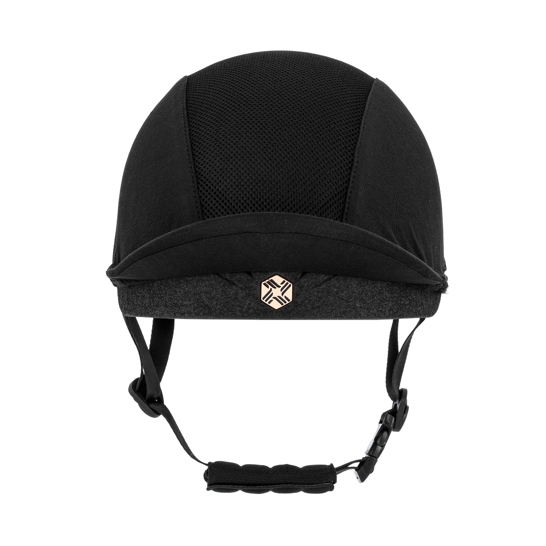 Charles Owen EQx Phoenix Jockey Skull Helmet #colour_black-rose-gold