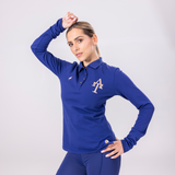 Shires Aubrion Ladies Team Long Sleeve Polo #colour_navy