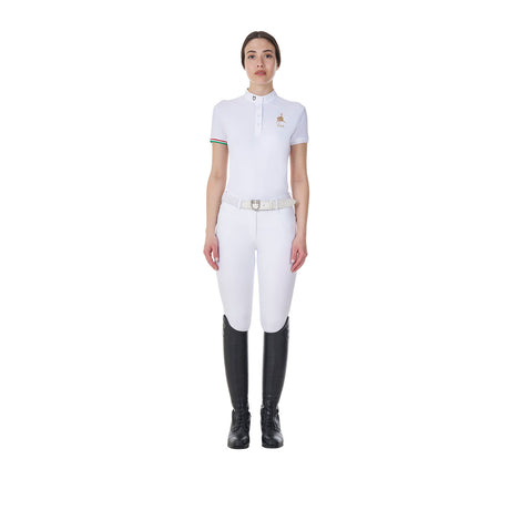 Equestro Women's Slim Fit Competition Polo Shirt Equestro X Fise #colour_white