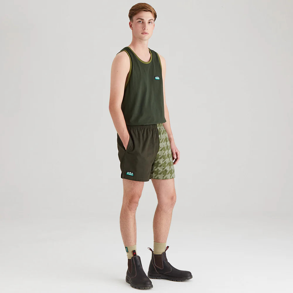Ridgeline Unisex Backslider Shorts #colour_deep-forest-print