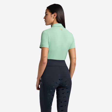 Rider's Gene Ladies Jersey Short Sleeve Training Zip Polo #colour_meadow-green