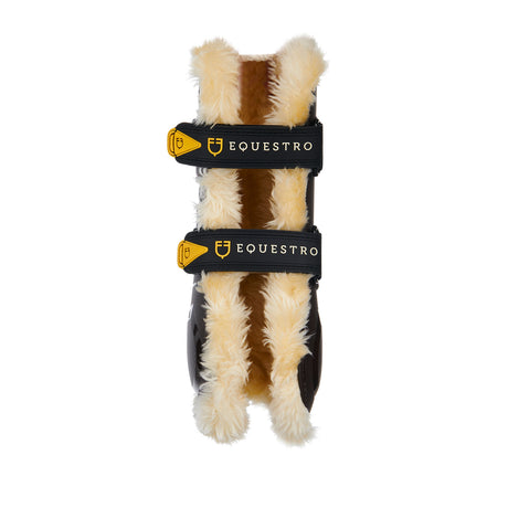 Equestro Tendon Boots In Polyurethane With Synthetic Lambskin #colour_brown