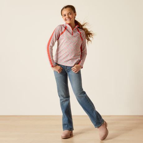 Ariat Youth Sunstopper 3.0 1/4 Zip Baselayer #colour_petals