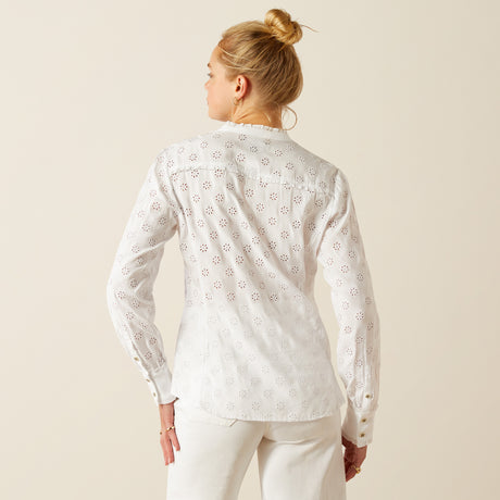 Ariat Women's Clarion Long Sleeve Blouse #colour_white-eyelet